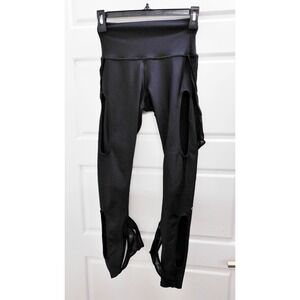Alo Black Yoga Cut Out Mesh Leggings Pants #87370‎ sz XS